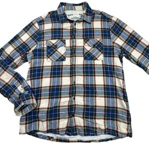 California Cowboy Mens High Sierra Thermal Plaid Shirt XL Blue White Flannel